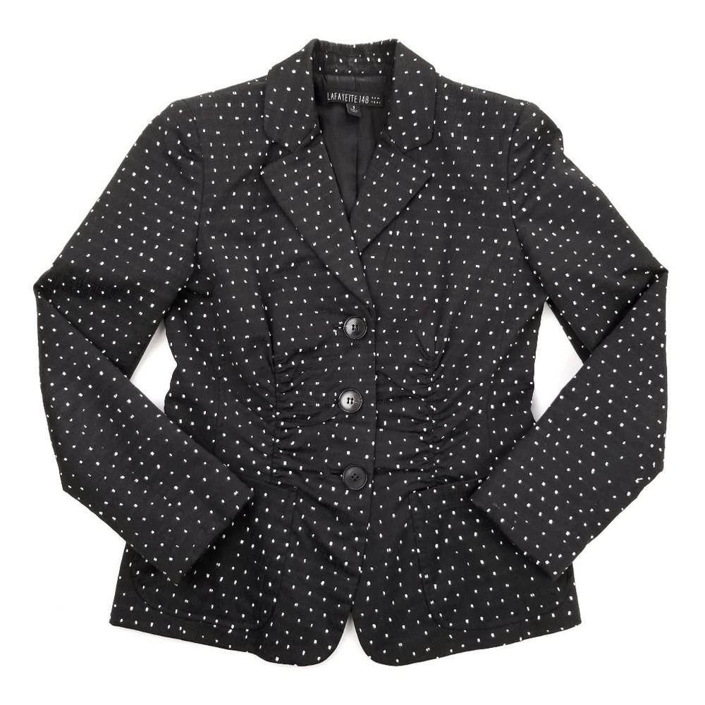 LAFAYETTE 148 | Ruched Polkadot Blazer Jacket 0 XS